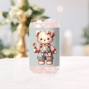 Pastel Teddy Bear Holding Flower Wear Overalls