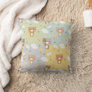 Pastel Teddy Bears und Niedliche Regenwolken Kissen