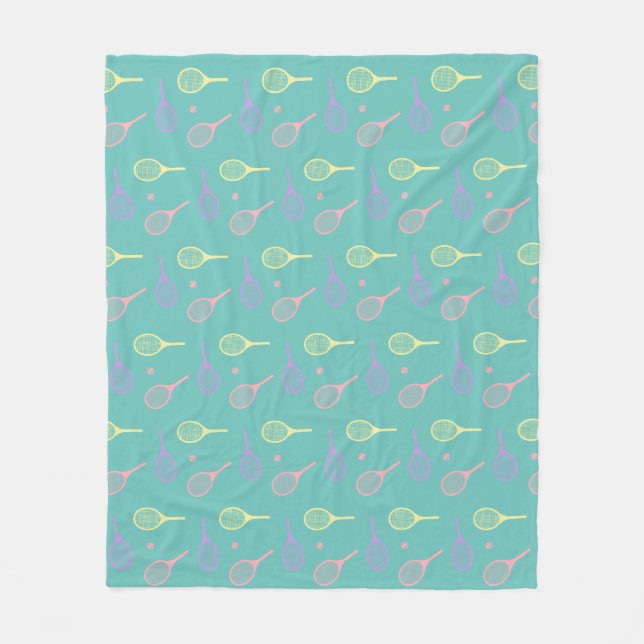 Pastel Tennis Rackets mit Tennisball auf Grün Fleecedecke (Vorderseite)