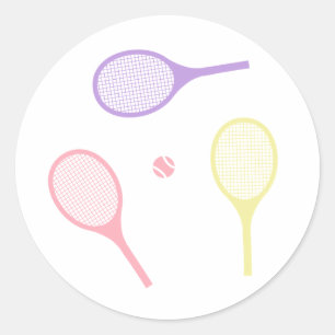 Pastel Tennis Rackets Runder Aufkleber