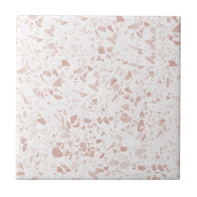 Pastel Terra Cotta Terrazzo Print Fliese (Vorderseite)