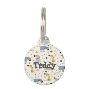 Pastel Terrazzo Funny Niedlich Dog Muster Haustiermarke