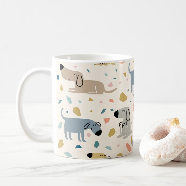 Pastel Terrazzo Funny Niedlich Dog Muster Kaffeetasse (Mit Donut)