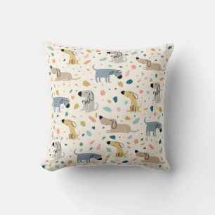 Pastel Terrazzo Funny Niedlich Dog Muster Kissen