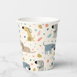 Pastel Terrazzo Funny Niedlich Dog Muster Pappbecher