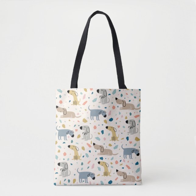 Pastel Terrazzo Funny Niedlich Dog Muster Tasche (Vorderseite)