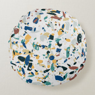 Pastel Terrazzo: Modernes Abstraktes Muster. Rundes Kissen