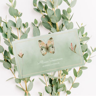 Pastel Toned Tranquile Butterfly Business Card Visitenkarte