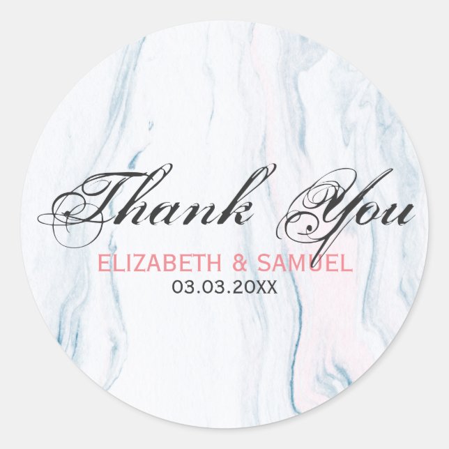 Pastel Tones Marble Stone - Danke Runder Aufkleber (Vorderseite)