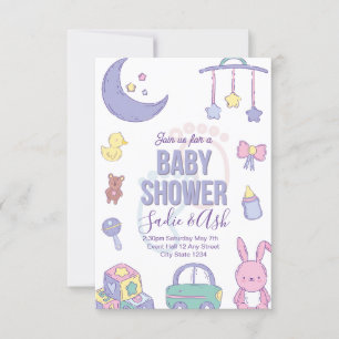 Pastel Toys Genre Neutre Baby shower Invitation