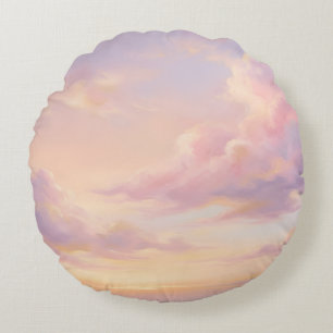 Pastel Traum: Studie eines modernen Himmels im Sti Rundes Kissen