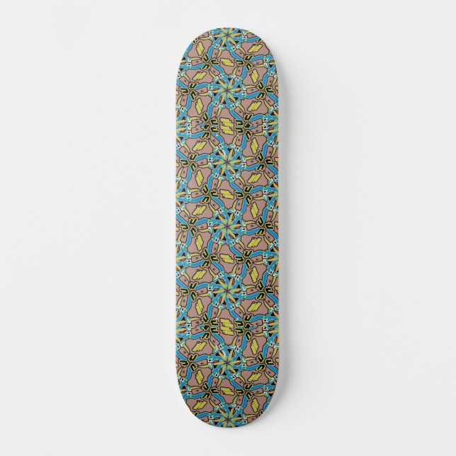Pastel Tribal Handgezeichnetes Muster Skateboard (Vorderseite)