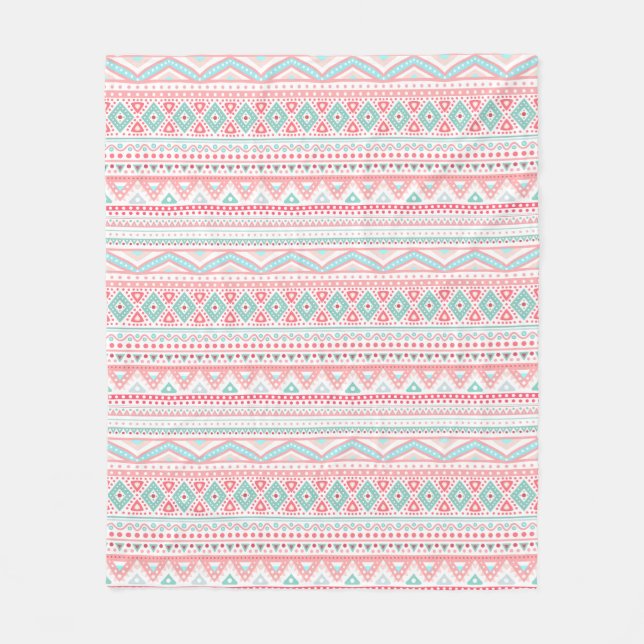 Pastel Tribal Muster Fleece Blanket, mittel (Vorderseite)