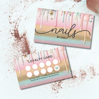 Pastel Tropfen Nagelsalon Manicurist Treuekarte