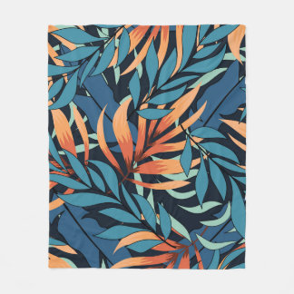 Pastel Tropical Abstrakt Botanicals Fleecedecke