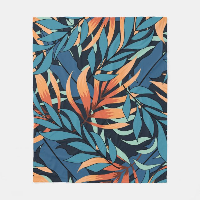 Pastel Tropical Abstrakt Botanicals Fleecedecke (Vorderseite)