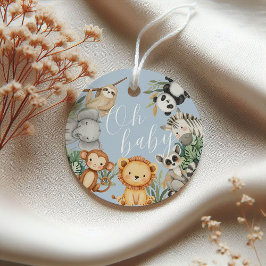 Pastel Tropical Baby Dusche Jungle Safari Tiere Geschenkanhänger