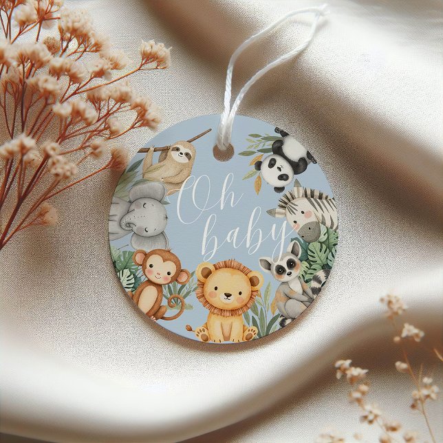 Pastel Tropical Baby Dusche Jungle Safari Tiere Geschenkanhänger (Von Creator hochgeladen)