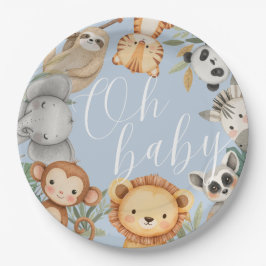 Pastel Tropical Baby Dusche Jungle Safari Tiere Pappteller