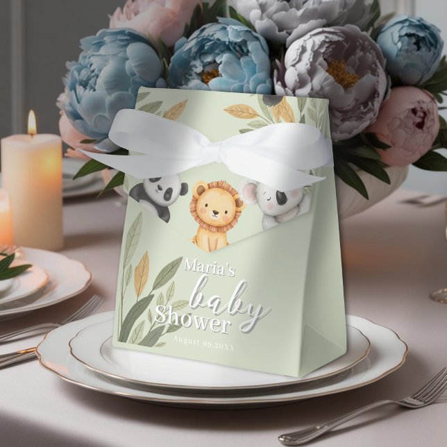 Pastel Tropical Baby Shower Jungle Safari Tiere Geschenkschachtel (Von Creator hochgeladen)