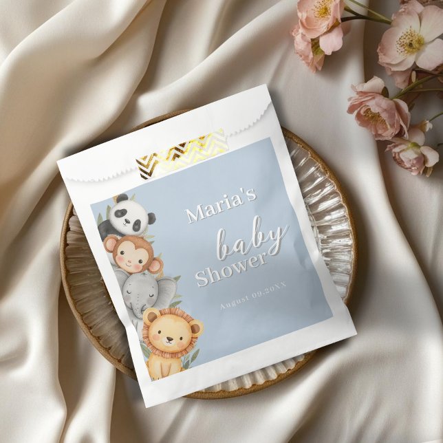 Pastel Tropical Baby Shower Jungle Safari Tiere Geschenktütchen (Von Creator hochgeladen)