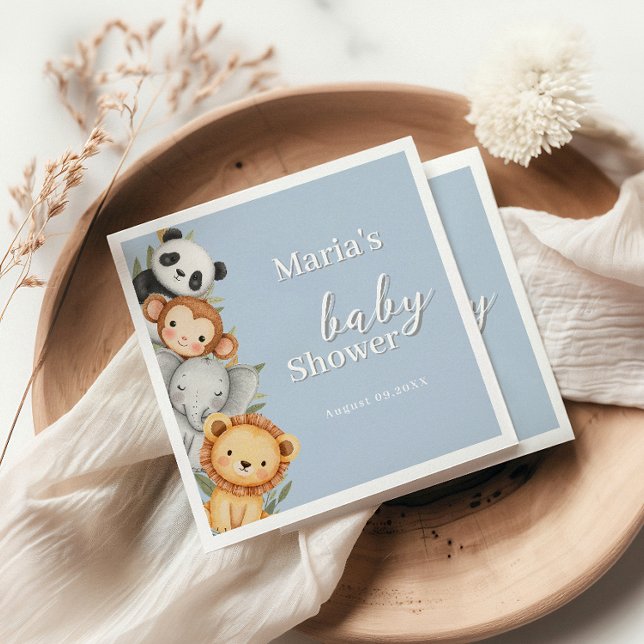 Pastel Tropical Baby Shower Jungle Safari Tiere Serviette (Von Creator hochgeladen)