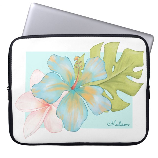 Pastel Tropical Floral Laptopschutzhülle (Vorderseite)