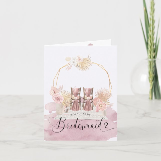Pastel Tropical Foliage Bridesmaid Carte pliée (Devant)