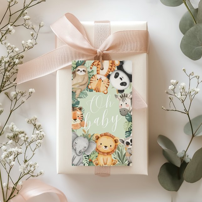 Pastel Tropical Jungle Safari BabyduscheTiere Geschenkanhänger (Von Creator hochgeladen)