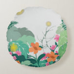 Pastel Tropical Leaves and Flowers Rundes Kissen<br><div class="desc">Bring a calm and refreshing botanical atmosphere to your bedroom with this elegant floral duvet cover design. Featuring soft pastel tropical leaves, delicate flowers, and airy botanical elements, this artwork creates a peaceful garden-inspired aesthetic. Perfect for modern, minimal, or nature-inspired interiors, this design adds warmth, softness, and a relaxing vibe...</div>