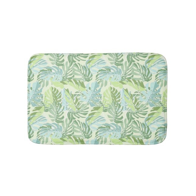 Pastel Tropical Palm Blätter Badematte (Vorderseite)