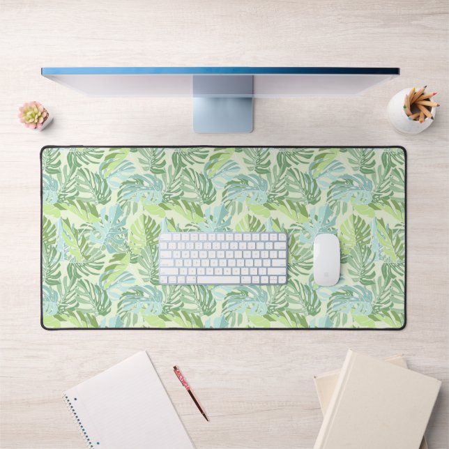 Pastel Tropical Palm Blätter Schreibtischunterlage (Büro 1)