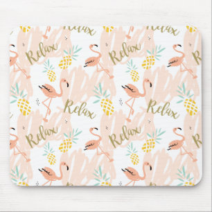 Pastel Tropical Pink Flamingo Muster Mousepad