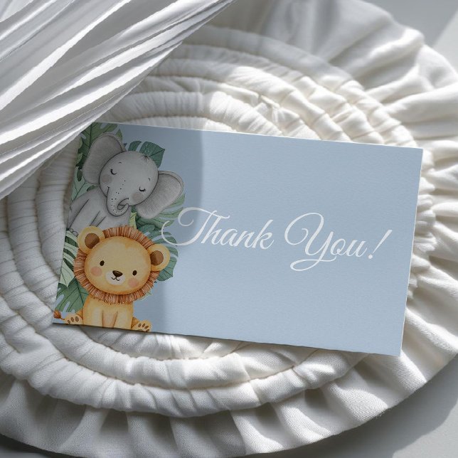 Pastel Tropical Safari Animals thank you card Visitenkarte (Von Creator hochgeladen)