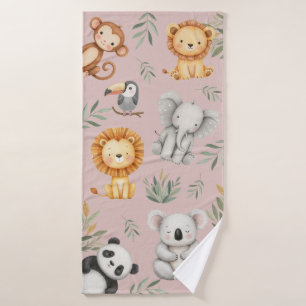 Pastel Tropical Wild Jungle Safari Tiere Badehandtuch