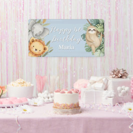 Pastel Tropical Wild One Jungle Safari Foto Banner