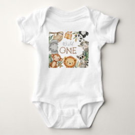 Pastel Tropical Wild One Jungle Safari Tiere Baby Strampler