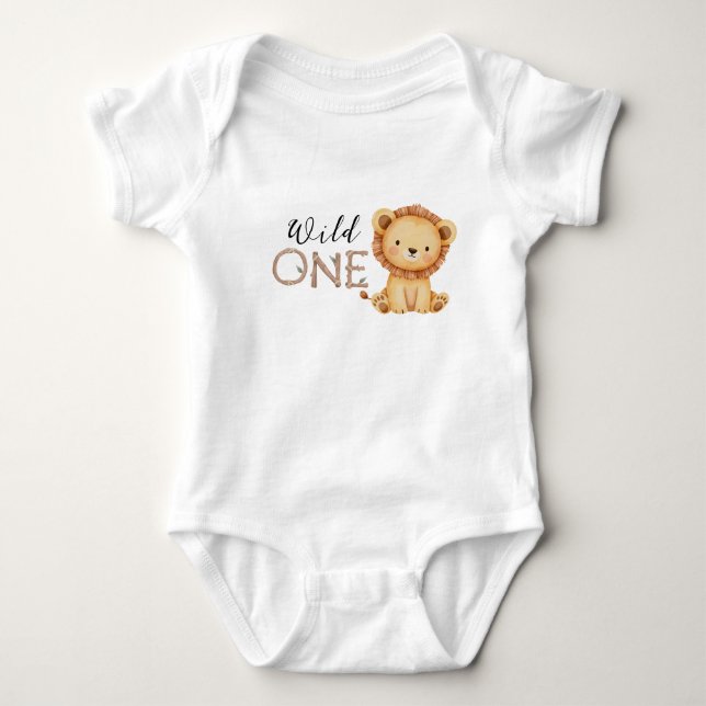 Pastel Tropical Wild One Jungle Safari Tiere Baby Strampler (Vorderseite)