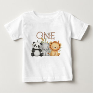 Pastel Tropical Wild One Jungle Safari Tiere Baby T-shirt