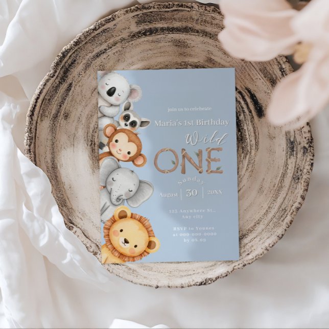 Pastel Tropical Wild One Jungle Safari Tiere Einladung (Von Creator hochgeladen)