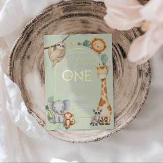 Pastel Tropical Wild One Jungle Safari Tiere Folieneinladung