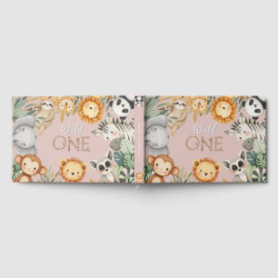 Pastel Tropical Wild One Jungle Safari Tiere Gästebuch