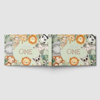 Pastel Tropical Wild One Jungle Safari Tiere Gästebuch