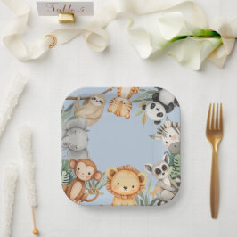 Pastel Tropical Wild One Jungle Safari Tiere Pappteller
