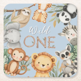Pastel Tropical Wild One Jungle Safari Tiere Rechteckiger Pappuntersetzer