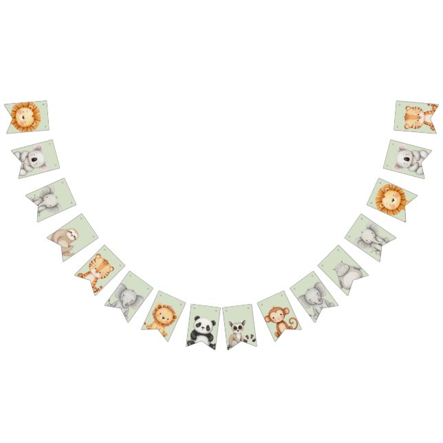 Pastel Tropical Wild One Jungle Safari Tiere Wimpelkette (Alle)