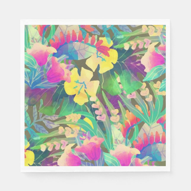 Pastel Tropische Blume Serviette (Vorderseite)