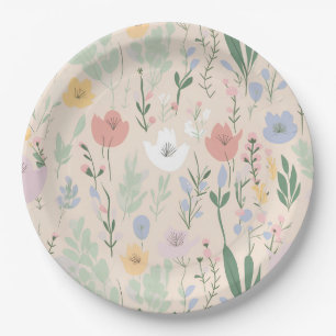 Pastel Tulip Design Pappteller