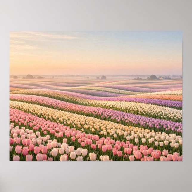 Pastel Tulip Fields Poster - Spring Flower (Vorne)