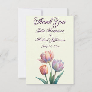 Pastel Tulip Wedding Suite Elegante Typografie Dankeskarte